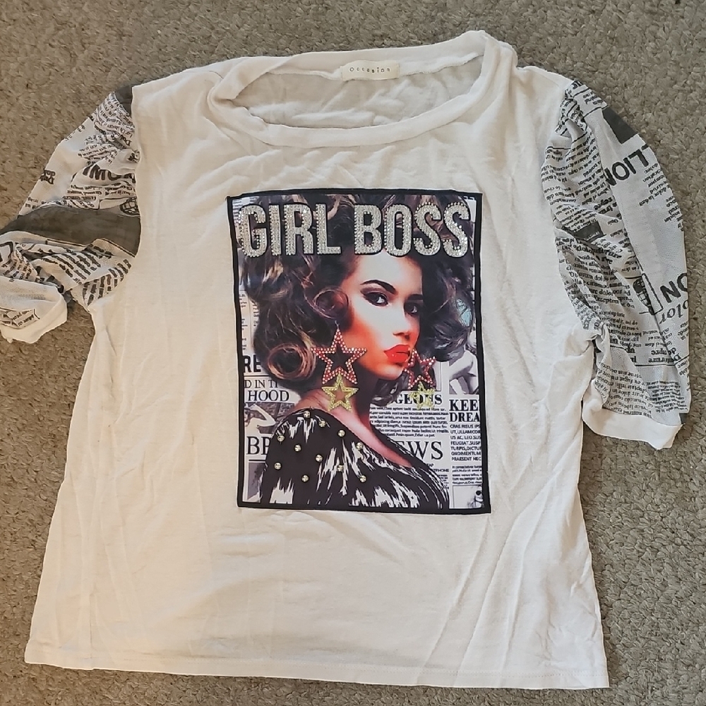 Occasion Girl Boss Embellished Shirt Med